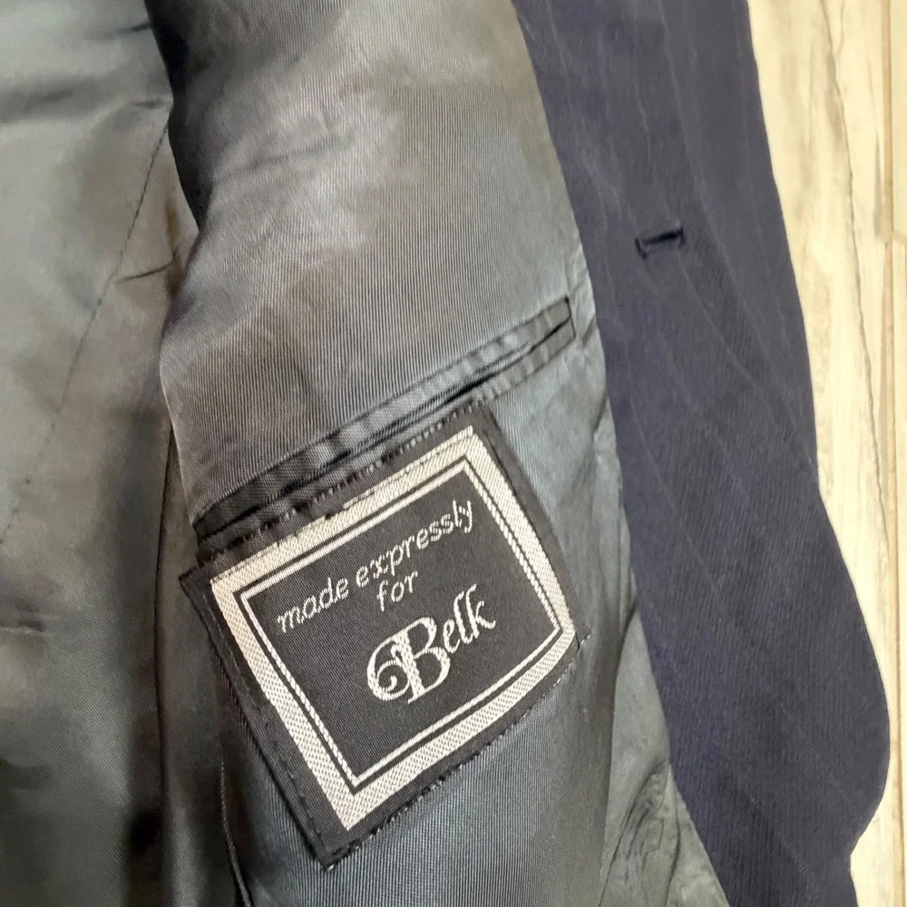 Christian Dior Monsieur Navy Blue Pinstripe Blazer 42R Vintage Two Button Jacket
